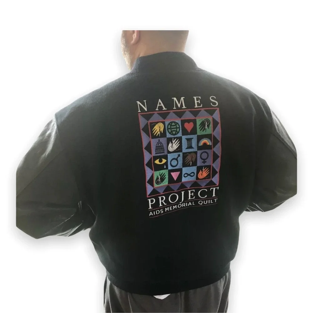 Golden Bear Jacket‎ Men XXL Letterman Names Project AIDS Memorial Quilt LGBTQ